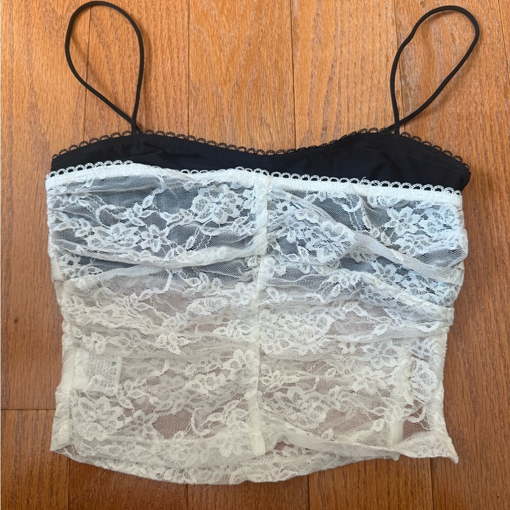 Princess Polly Black and White Lace Top